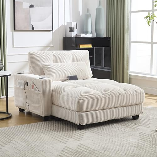 okwish Schlafsofa Ecksofa Relaxsofa Polstermöbel mit Becherhaltern&USB Anschluss, Gelb