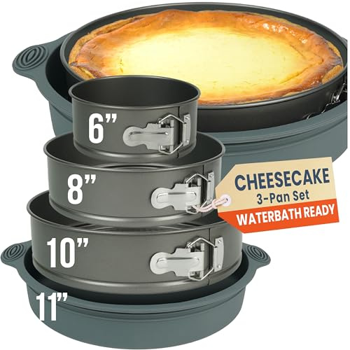 NONSTICK Spring Form Pan for Cheesecake 6/8/10 Inch with SILICONE PROTECTOR for Mess-Free WATER BATH BAKING Without Foil or Parchment Paper - Durable Cheese Cake Pans For Baking Perfect Cheesecake