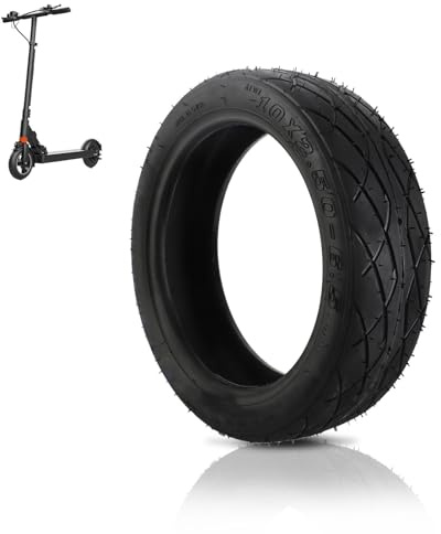 Neumático sin Cámara 10x2.50-6.5, Cubierta de Goma Gruesa para Scooter Eléctrico Adulto, Antipinchazos, Amortiguación Mejorada, Repuesto para Patinete Eléctrico Urbano Rueda Duradera