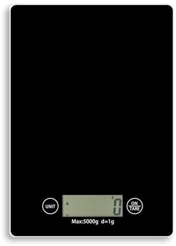 Digital köksvåg, vattentät köksvåg, bakvåg, hushållsvåg, digital köksvåg, upp till 5 kg våg kök, våg köksvåg med LCD-skärm, hög precisionsvåg med tarafunktion, svart