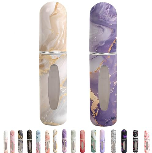 Bottiglie da viaggio ricaricabili per profumo, mini spruzzatore portatile a tenuta stagna, per colonia e oli essenziali, bottiglie di profumo vuote in plastica con motivi unici, confezione da 2 pezzi