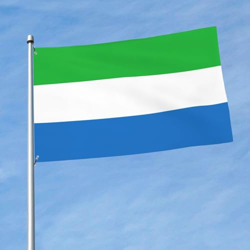 Bandera de Sierra Leona de 5 x 3 pies, bandera decorativa de una sola cara, colgada en balcones de césped interiores y exteriores