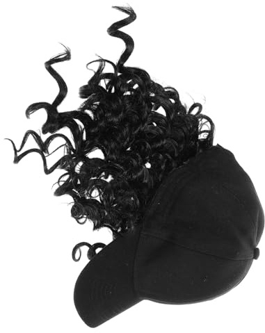 ARTSEWPLY Baseballkappen-perücke mit Locken für Damen Integrierte Mütze mit Angenähtem Haar Schwarze Haarstyling-mütze für Reisen und Alltag Leicht und Atmungsaktiv