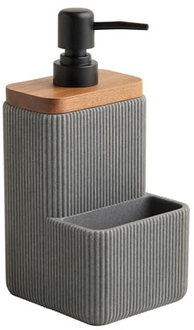 home&you - Spülmittelspender Margisi, Seifenspender Küche mit Schwammhalter, Spülbecken Küchenutensilien, Spülorganizer, Waschbecken Organizer, Küchen Deko, Zubehör, Behälter, 22x10x10cm - Grau
