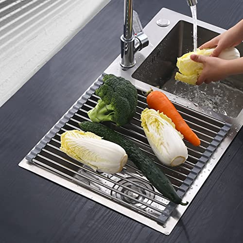 ZIUBMVDYC Escurridor de Platos sobre el Fregadero, Escurreplatos Enrollable sobre el Fregadero (Varios tamaños)(46 * 33.5cm)