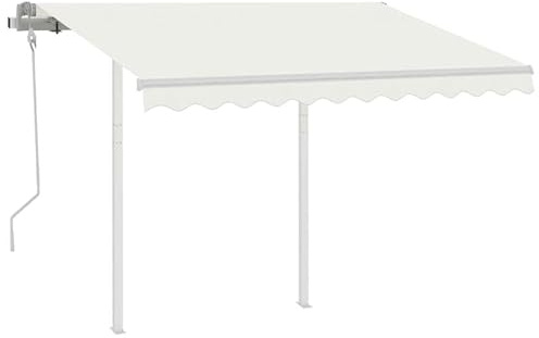 Markise manuell einziehbar 3,5x2,5 m Creme - Pulverbeschichtetes Aluminium & Eisen, 100% Polyester Stoff mit PU-Beschichtung - Perfekter Sonnenschutz für Terrasse und Garten