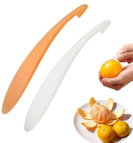 2 Stück Orangenschäler,Zestenreißer,Apfelsinenschäler,Orange Schäler,Grapefruit Schäler,Kunststoff Frucht Zitrone Hautentferner Slicer,Für Orangenschäler Und Andere Zitrusfrüchte,Orange Und Weiß