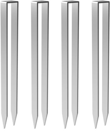 Getdoublerich Lot de 4 piquets robustes en forme de U en acier inoxydable pour arche de jardin, tentes, auvent, camping, kit de fixation pour extérieur, argenté, 30 cm