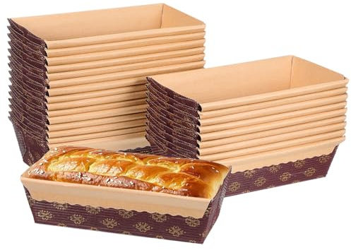 Veemoon Moldes Desechables Rectangulares para Bizcochos 25 Piezas de Papel Corrugado Resistente a Altas Temperaturas 6.69X3.74X1.96 Pulgadas para Uso en Horno y Repostería