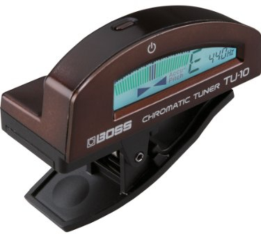 BOSS TU-10-BN Gitarren-Stimmgerät, Clip-On Tuner mit ''True Colour''-Display, umfassende visuelle Rückmeldung, braun