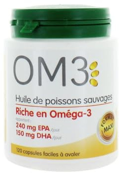 SUPERDIET OM3 - Oméga 3-1500 mg d'huile de poisson sauvages - Fonction cardiaque, cerveau, vision - Maxi format - 120 capsules