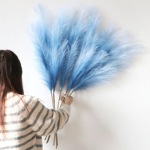 Decorazione Pampas Secca Grande 6 Pcs 113cm blu Pampas Erba Simulata Pampas Erba Pampa Artificiali Fiori per Soggiorno, Casa, Pavimento, Vaso, Decorazione Boemia