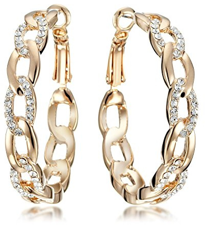 Everstone Ohrhänger Gelb Gold, 18K), attraktive Glitzer & Strass Elemente, Luxus Design, Kettenform, für jeden Anlass, beliebt bei Girls & Damen, 0,6 cm Weite