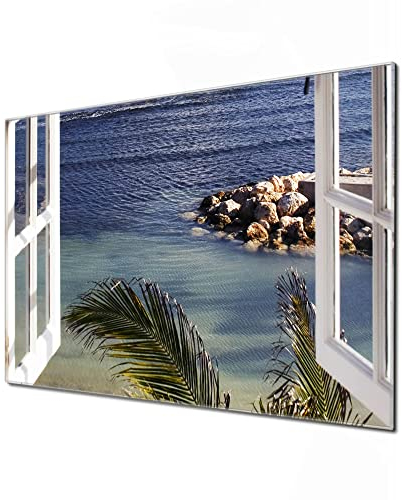 banjado Glas Magnettafel (60 x 40cm) - Magnetwand Glas - Magnetpinnwand als Memoboard - Pinnwand Magnettafel Küche, Büro, Kinderzimmer - Fensterpanorama