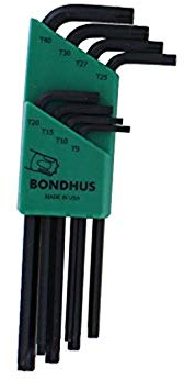 Bondhus 31834 Langer L-Schlüssel mit Sternspitze, 8-teilig, Größen T9-T40