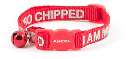 Ancol I Am Microchipped Katzen-Halsband mit Sicherheitsschnalle, Rot
