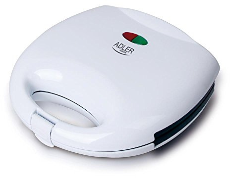 Adler AD 301 750W Color blanco - Sandwichera (750 W, 1 kg, 246 mm, 230 mm, 105 mm, 1,09 kg)