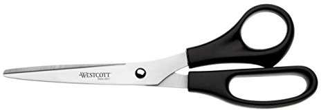 Westcott ciseaux 7 (17,8 cm) noir gaucher | Ciseaux de bureau avec poignées en plastique noir | Lame extra-tranchante, acier inoxydable | E-31172 00