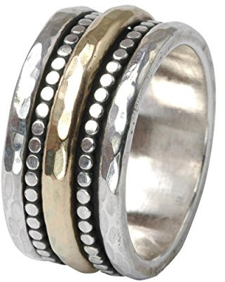 Massiver Drehring aus 925er Silber und 333er Gold Größen 59 (18.8)