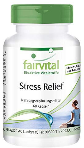 Fairvital | Stress Relief - Cápsulas Antiestrés - Multivitamínico con Vitaminas B y C + Aminoácidos + Zinc + Selenio + Ginseng y Resveratrol - Dosis elevada - 60 Cápsulas - Calidad Alemana