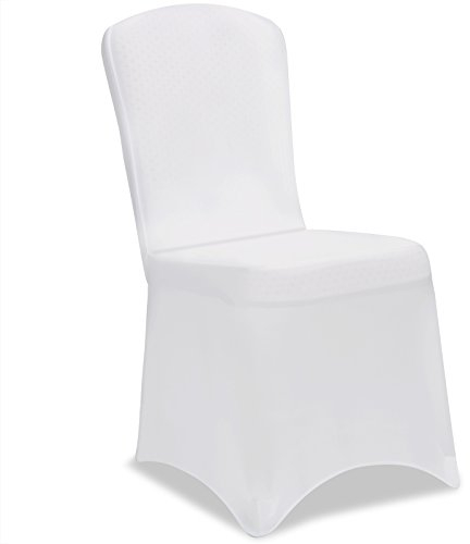 Deuba® Stuhlhussen 2er Set Weiß Hochzeit Stretch Dehnbar 30°C Waschbar Stuhlbezug Hussen für Stühle Bezug Überzug Deko Esszimmerstühle ohne Armlehne