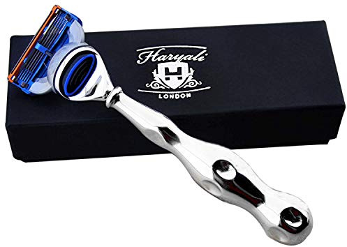 Haryali London Rasierhobel - elegant Design Rasierhobel - 5 Rasierklingen Rasierhobel - hochwertiges Rasierhobel - Nassrasierer - Premium Qualität - Rasierhobel Männer und Damen