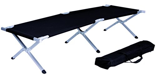 Mojawo Feldbett Campingbett mit Stahlgestell 190x62x42cm Reisebett Liege Schwarz Klappbett inkl. Tragetasche Gästebett