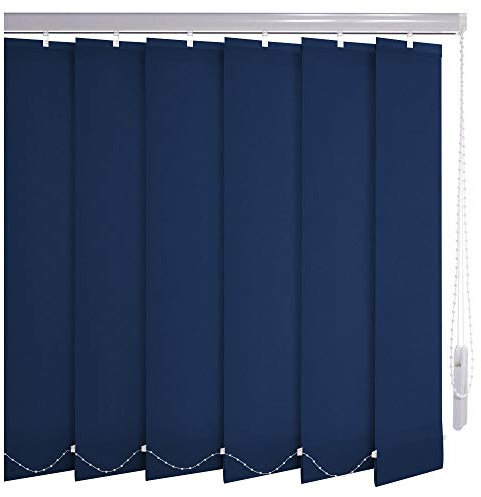Sonnenschutz-HH® - Lamellenvorhang dunkelblau - Breite 80 cm x 340 cm Höhe - Office Verdunkelungslamellen für Bildschirmarbeitsplätze Lamellenbreite 127mm Vertikaljalousie Vertikalanlage