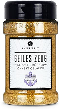 Ankerkraut Geiles Zeug, BBQ-Rub Gewürz, rauchig scharfe Mischung würzender Zutaten, ohne Knoblauch, Universal Allrounder für Grill und Küche, Fleisch Marinade, 210g im Streuer