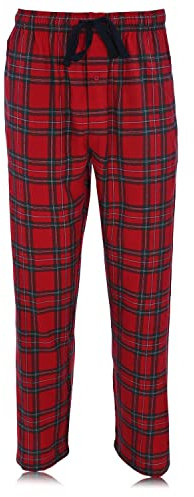 Hanes Men's 100% Cotton Flannel Plaid Pajama Top and Pant Set, Red Tartan Plaid, Medium