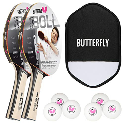 Butterfly® Timo Boll Silver 85015 Tischtennisschläger | Tischtennis Racket TT Bat Hobbyschläger für ambitionierte Freizeitspieler | hochwertig | ITTF zertifizierter Addoy Belag | anatomische Griffform