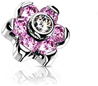 Paula & Fritz® Aufsatz-Dermal Anchor Blume Zirkonia Titan G 23 viele Farben Größen und Stärken Haut-Anker Skin Diver Implantat Kugel Bodypiercing