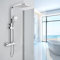 Ronvie Shower System Thermostatic Set, Chrome Shower Riser Rail Mixer with Adjustable Rainfall Shower Head, Scalding Protection Shower Tap, Anti-Kink Shower Pipe