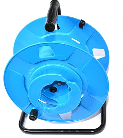 Hilark Leere reversible Blaue Kabeltrommel aus Kunststoff mit Griff IP44 250V 16A, robust und handlich, fasst bis zu 50 Meter Kabel
