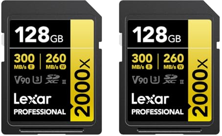 Lexar Professional 2000x 128GB SDXC UHS-II Memory Card, 2-Pack