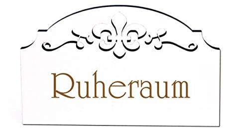 Ruheraum Schild Holz Türschild graviert Ornamente selbstklebend Sauna Vintage Türdeko 15,5 x 9,5 cm