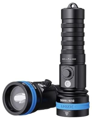 XTAR D26 1600S Lampe de poche sous-marine 1600 lm 4 modes IPX8 pour exploration en plein air et sports nautiques (pas de batterie)