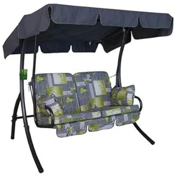 Angerer Freizeitmöbel GmbH Hollywoodschaukel 2-Sitzer Comfort - Gartenschaukel Made in Germany - Schaukel zum Sitzen und Entspannen - mit Bett-Funktion - einfache Montage (Grau Bambus)