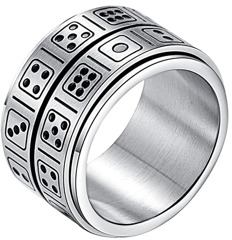 JewelryWe Schmuck Spinnring aus Edelstahl, Spielkarte Pik Ass Poker Ring Fidget Band Ring Stress lindernde Angst Ring für Damen Herren Hochzeit Versprechen Verlobungsring