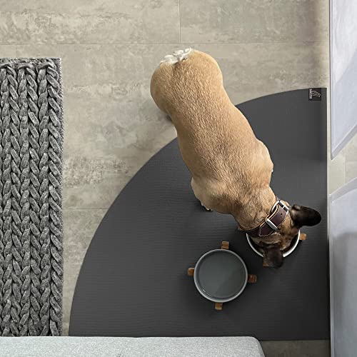 SanoZoo® Napfunterlage - Öko-TEX - Made in Germany - rutschfeste Futtermatte für Hunde & Katzen Eckrund 60x60cm Grau, wasserfest