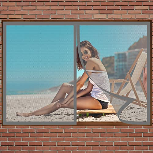Insektenschutztür Fliegenschutz 105 x 80 cm Insektenschutz Fenster Ohne Bohren Automatisches Schließen Fenster-Fliegengitter Für Alle Fenster Bis, Grau