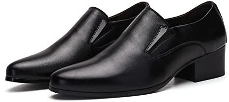 LAZIRO Chaussures en Cuir À Talons Hauts for Hommes De 6 Cm À Bout Pointu À La Mode Augmentent Les Chaussures en Cuir À Talons Hauts for Hommes De 8 Cm (Color : Black [6 cm Taller], Size : 42 EU)