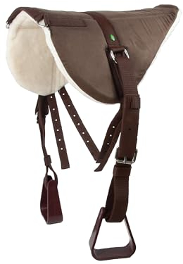 Brama West Reitpad - Bareback Pad Set mit Steigbügel, Steigbügelriemen & Sattelgurt - Reitkissen - Braun - Größe XFull
