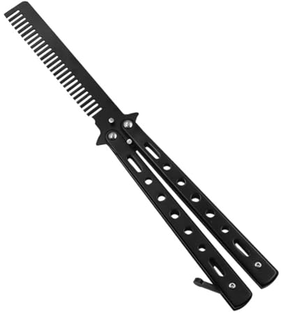 LSUWDE Schmetterlingskamm Faltbarer Haarkamm Bartkamm Praxis Schmetterling Kamm Flipping Trick Kamm Edelstahl Haarkamm Schmetterling Haarkamm für Anfänger Salon Beauty Tool für Trainer Liebhaber