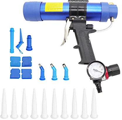 310ML Mini Pneumatic Air Caulking Gun, Adjustable Speed Air Rubber Caulk/Silicone/Glass Glue Gun Silicon Sealant Cartridge Applicator Caulking Tool