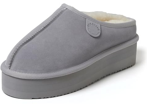 Dearfoams Womens Greta Clog Slipper Sleet Platform 10