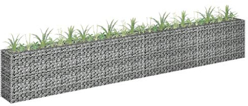 Gecheer Gabion Raised Bed Fencing Wire Patio Flower Plant Bed Stone Wire Garden Outdoor Landscape Gabion Pot Galvanised Steel Raised Bed 360x30x60 cm Gabion Raised Bed