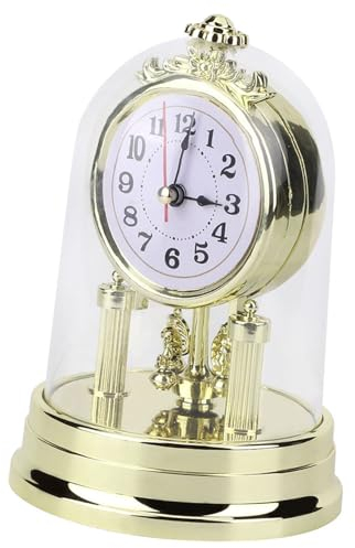 Walfront Europäische Retro-Stil Wohnzimmeruhr, Tischuhr Zimmeruhr Antike Stille Tischuhr Home Decor (Gold)
