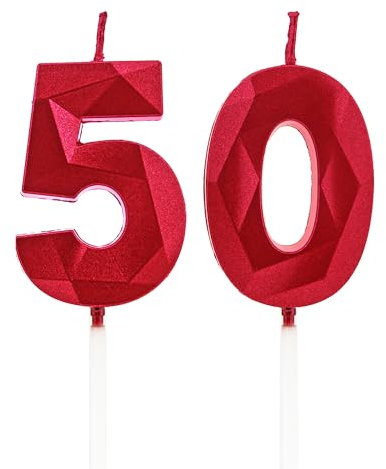 Velas 50 cumpleaños, velas con número rojo, decoraciones para tartas de cumpleaños, bodas, aniversarios de empresa