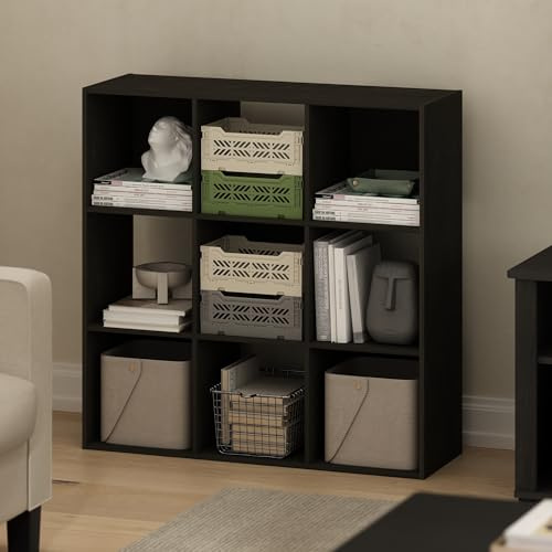 Furinno PELLI Estantería De 9 Cubos, Organizador De Almacenamiento En Forma De Cubo, 11,7 X 35,3 X 35,4, para Sala De Estar, Dormitorio Y Oficina En Casa, Color Espresso